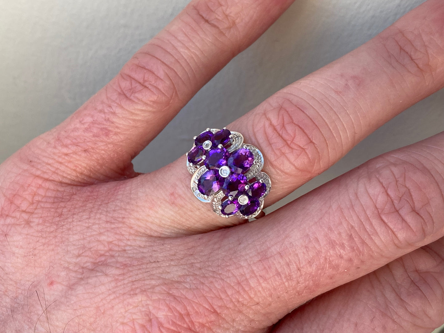 9ct Gold Amethyst & Diamond Ring