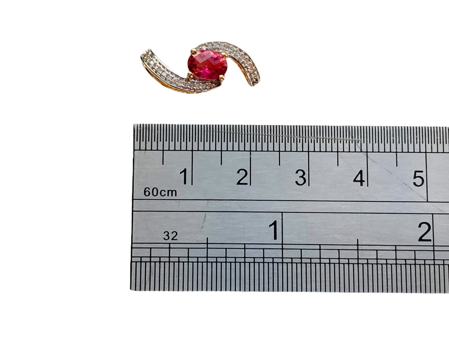 9ct Gold Pink Tourmailne & Diamond Pendant