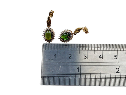 9ct Gold Green Tourmaline & Diamond Earrings