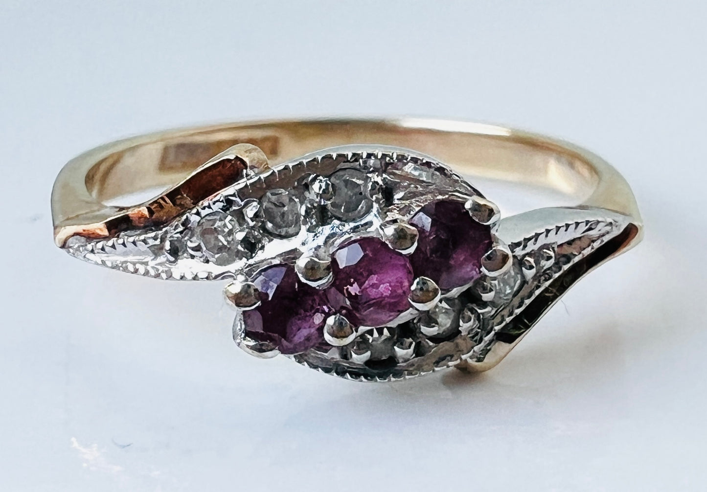 Vintage 9ct Gold Ruby & Diamond Ring