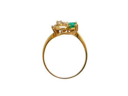 14ct Gold Emerald & Diamond Ring