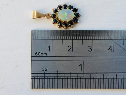 9ct Gold Opal & Sapphire Pendant