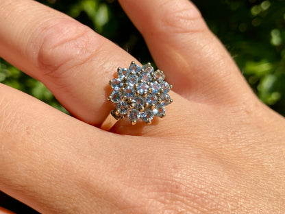 9ct Gold Aquamarine Cluster Ring