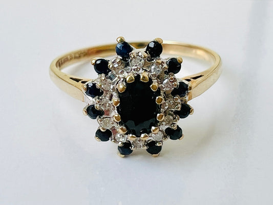 9ct Gold Sapphire & Diamond Ring