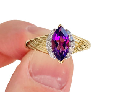 9ct Gold Amethyst & Diamond Ring