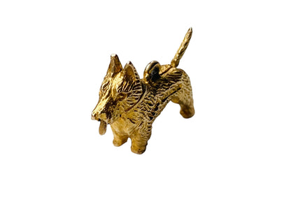 Vintage 9ct Gold Scottie Dog Moving Tongue Pendant or Charm