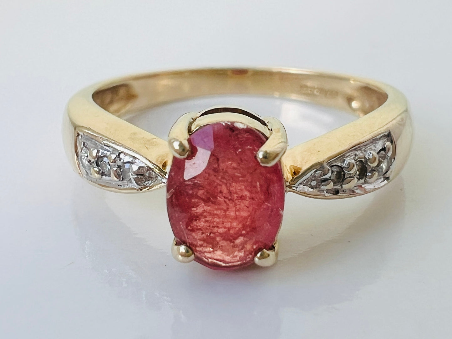 9ct Gold Pink Tourmaline & Diamond Ring