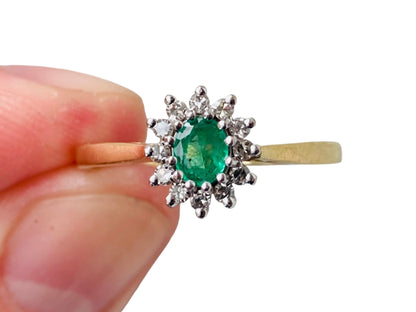 18ct Gold Emerald & Diamond Ring