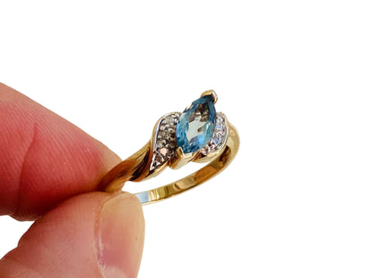 9ct Gold Topaz & Diamond Ring