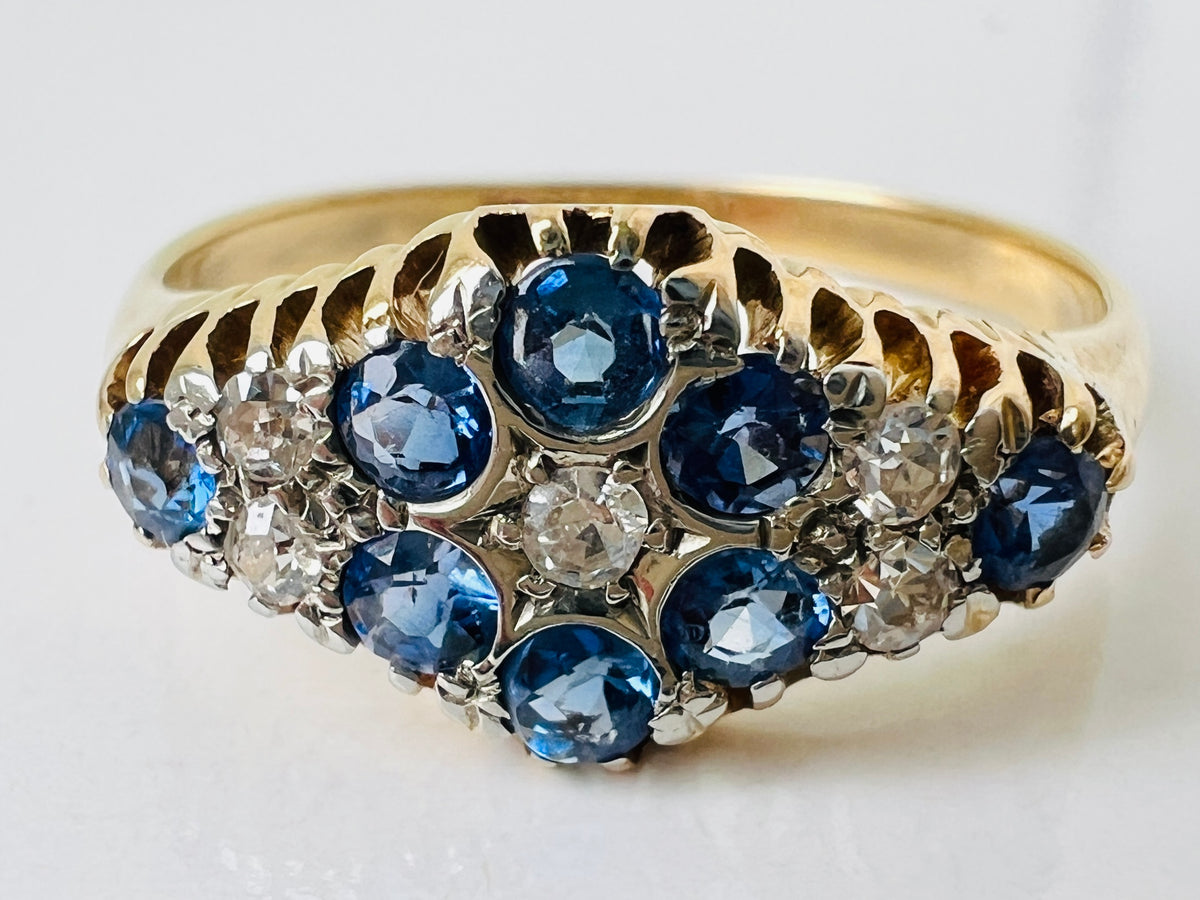 Antique 18ct Gold Sapphire & Diamond Ring