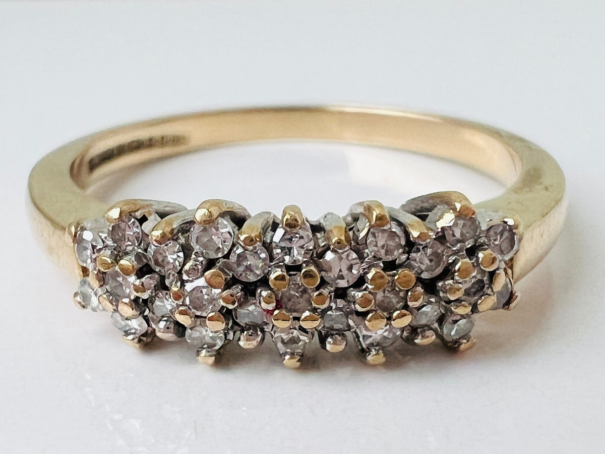 Vintage 9ct Gold Diamond Cluster Ring