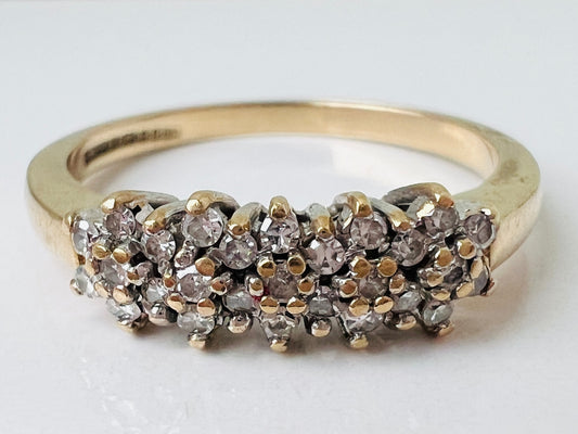 Vintage 9ct Gold Diamond Cluster Ring