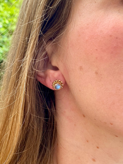 Vintage 9ct Gold Moonstone Earrings