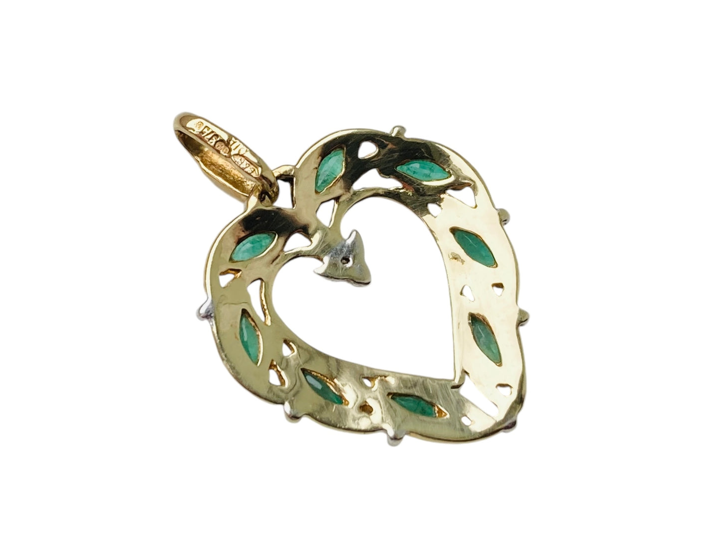 9ct Gold Emerald & Diamond Pendant