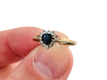 Vintage 9ct Gold Sapphire & Diamond Ring