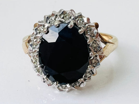 Vintage 9ct Gold Sapphire & Diamond Ring