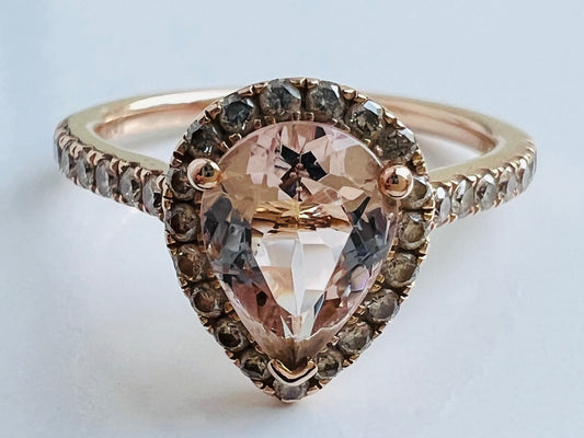 14ct Gold Le Vian Morganite & Diamond Ring