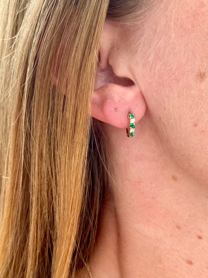 14ct Gold Emerald & Diamond Earrings