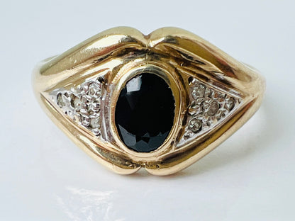 Vintage 9ct Gold Sapphire & Diamond Ring
