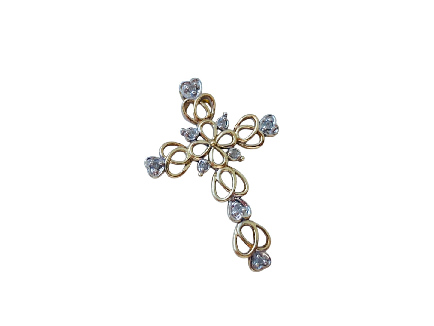 9ct Gold Diamond Cross Filigree Pendant
