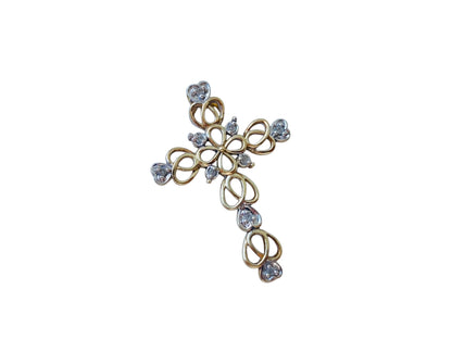 9ct Gold Diamond Cross Filigree Pendant