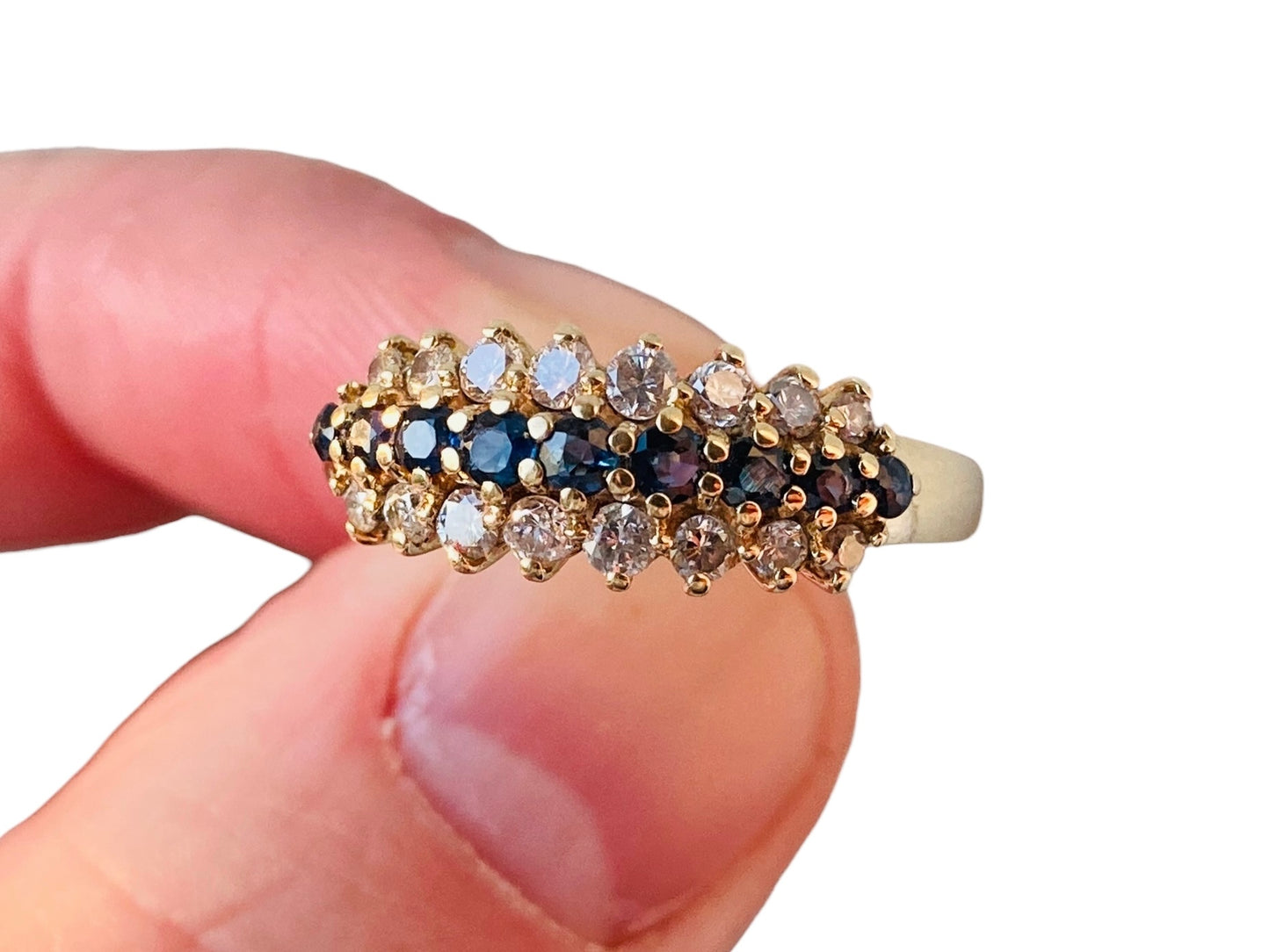 Vintage 9ct Gold Sapphire & Diamond Ring