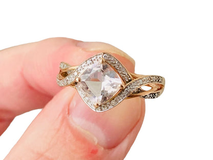 9ct Gold Morganite & Diamond Ring