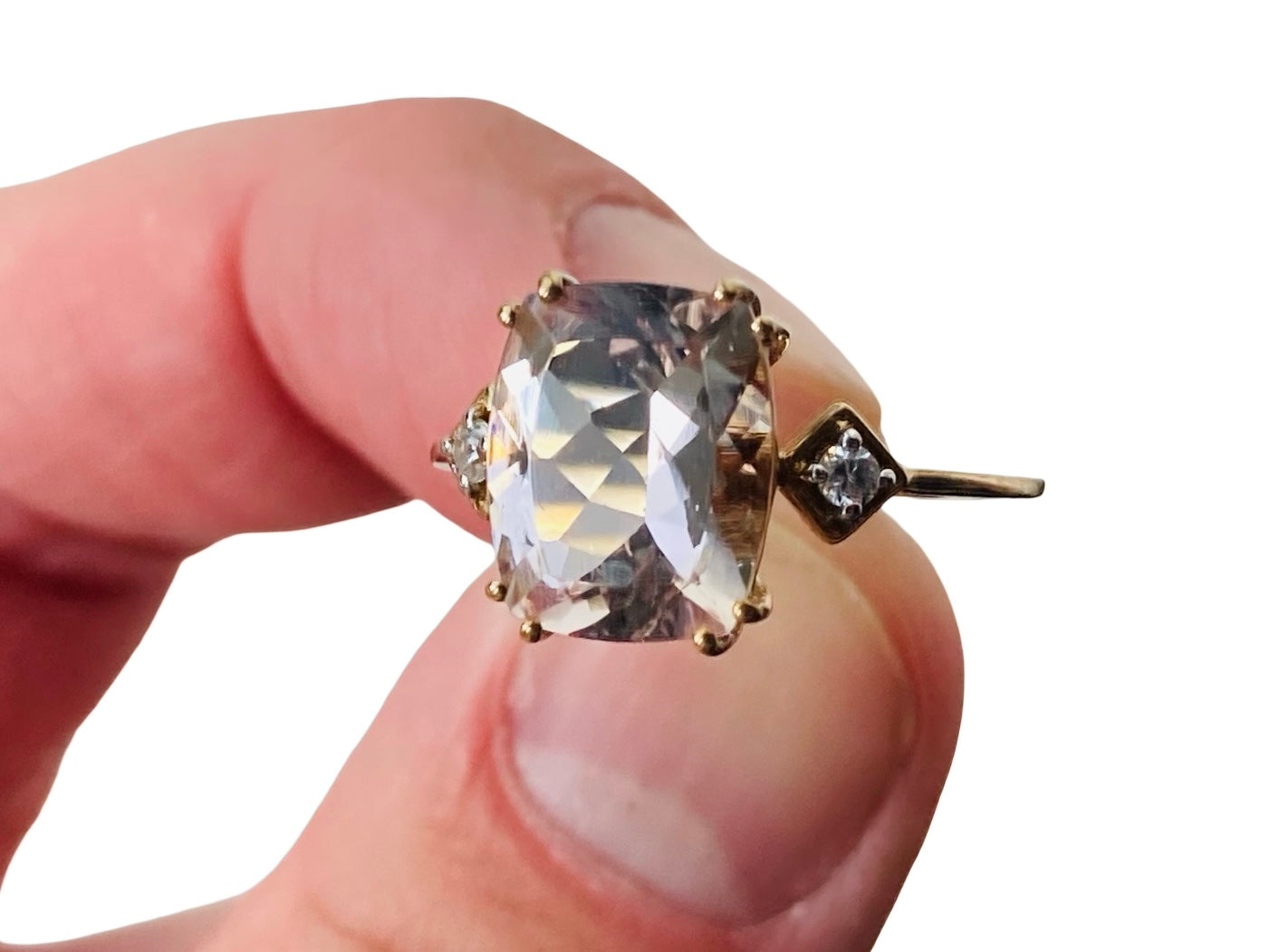 9ct Gold Morganite & Zircon Ring