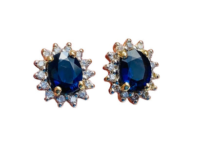 18ct Gold Sapphire & Diamond Earrings