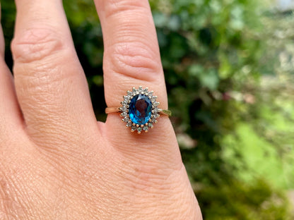 9ct Gold Topaz & Diamond Ring