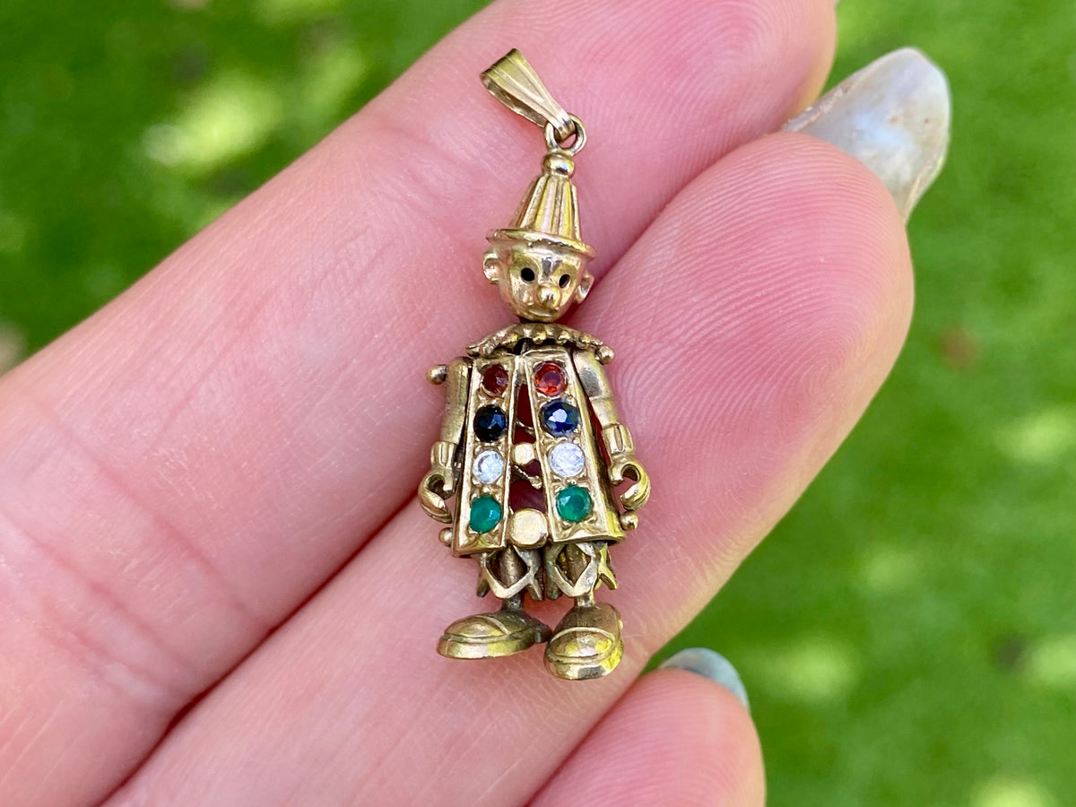 9ct Gold Articulated Clown Pendant