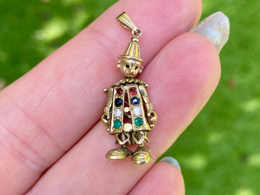 9ct Gold Articulated Clown Pendant