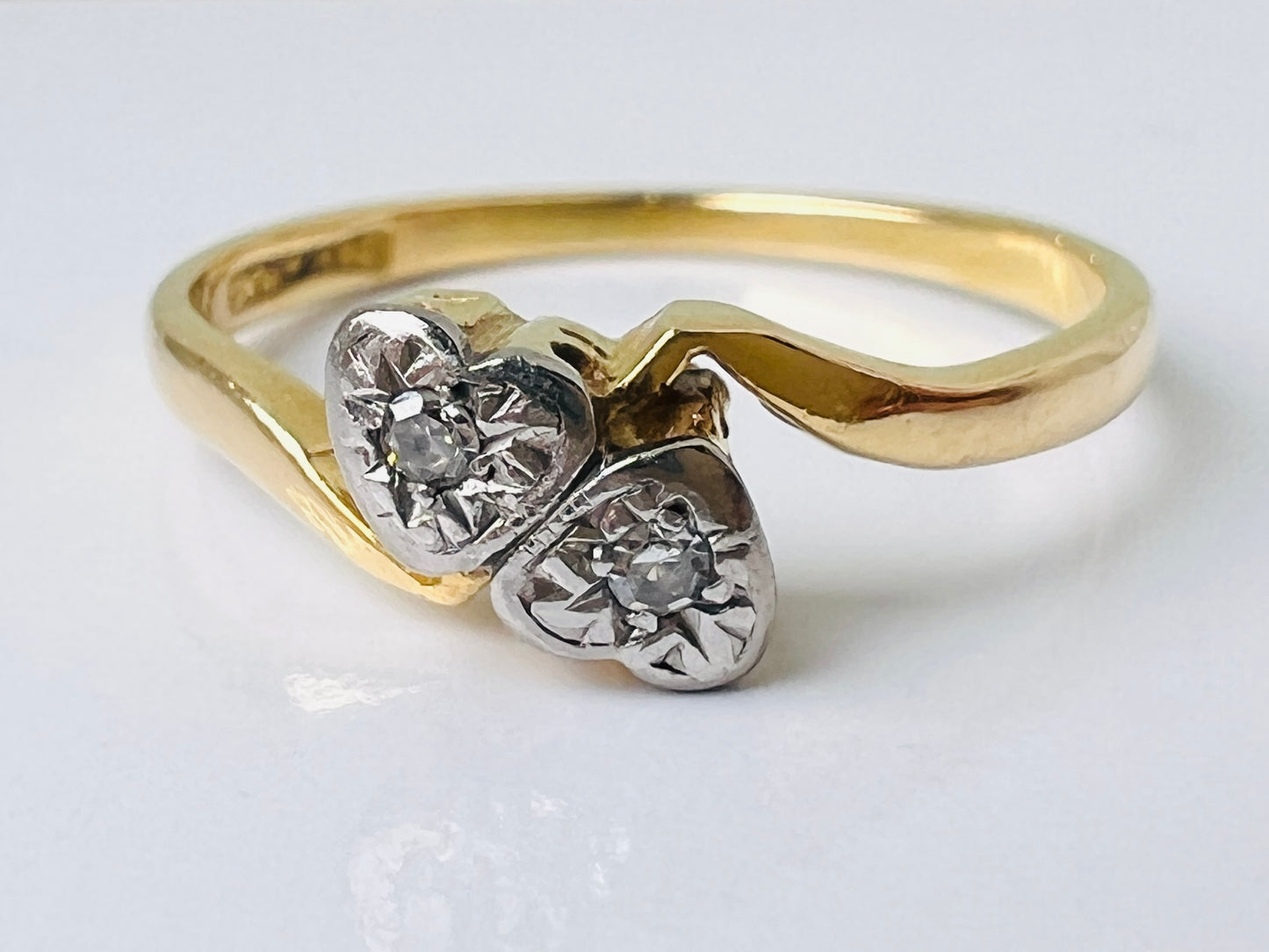 Antique 18ct Gold Two-Stone Diamond Heart Ring
