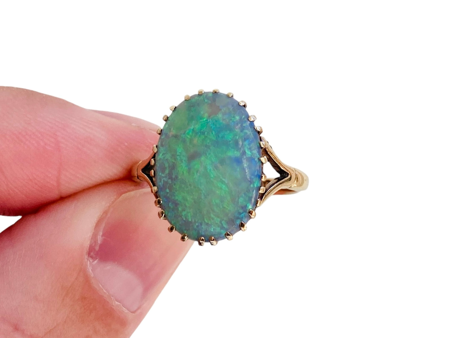 Antique 9ct Gold Opal Doublet Ring