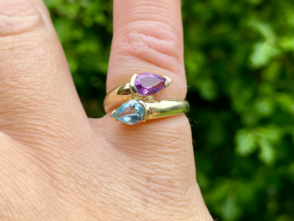 9ct Gold Topaz & Amethyst Ring
