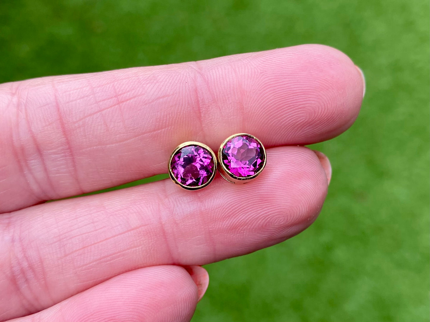 9ct Gold Purple/Pink Tourmaline Earrings