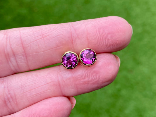 9ct Gold Purple/Pink Tourmaline Earrings