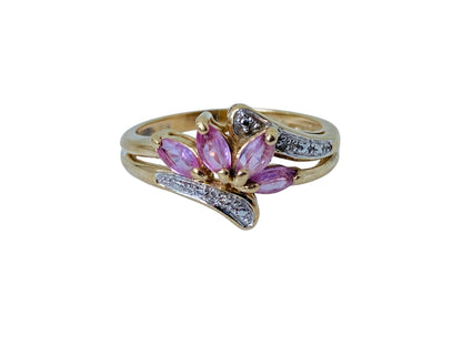 9ct Gold Pink Sapphire & Diamond Ring