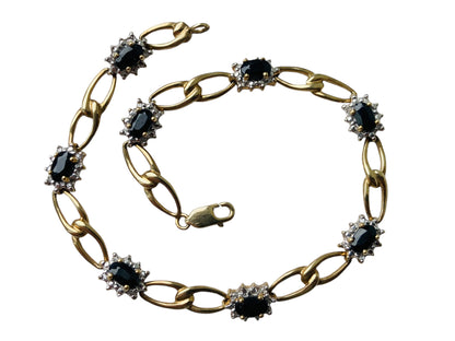 9ct Gold Sapphire & Diamond Bracelet