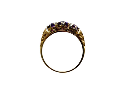 Vintage 9ct Gold Amethyst & Diamond Ring