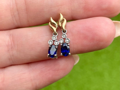 9ct Gold Sapphire & Diamond Earrings