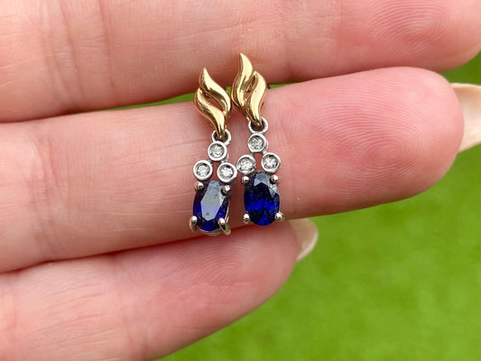 9ct Gold Sapphire & Diamond Earrings
