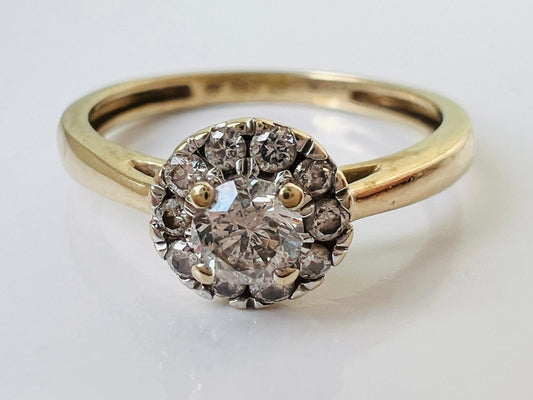9ct Gold Diamond Halo Ring
