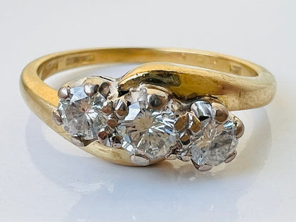 Vintage 18ct Gold Three-Stone 0.51ct Diamond Ring