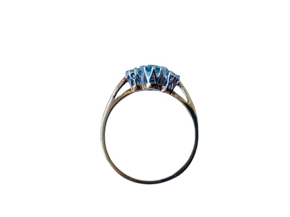 9ct Gold Aquamarine & Diamond Ring