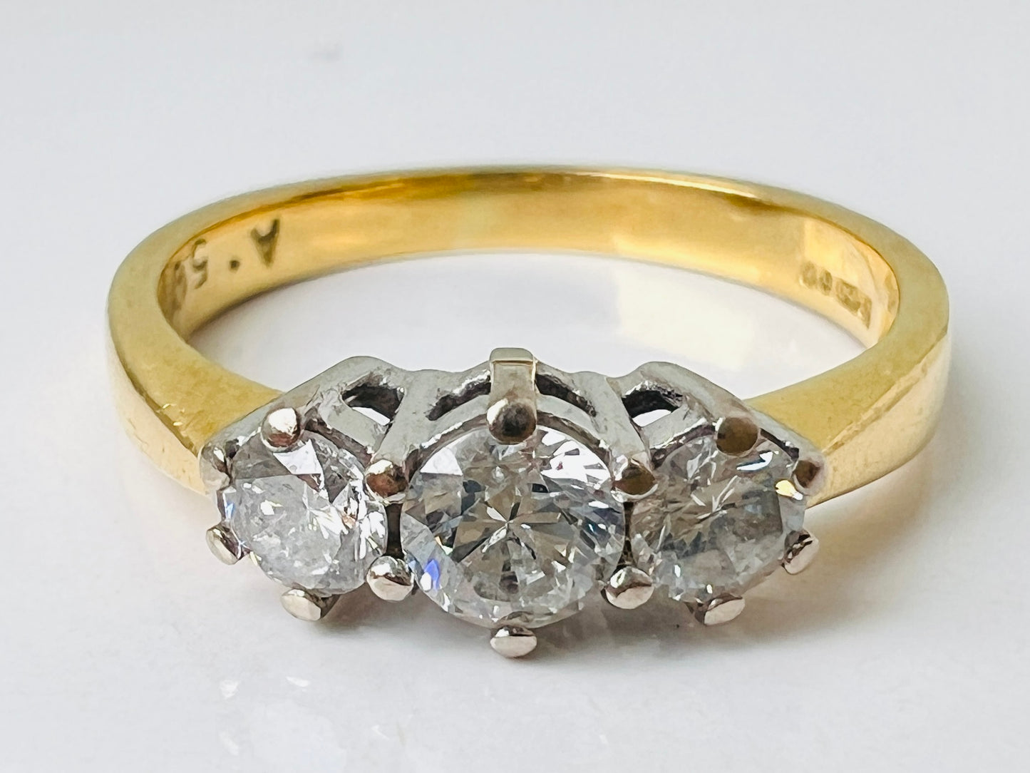 Vintage 18ct Gold 0.50ct Three-Stone Diamond Ring