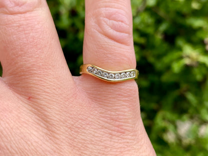 18ct Gold Diamond Wishbone/Chevron Ring