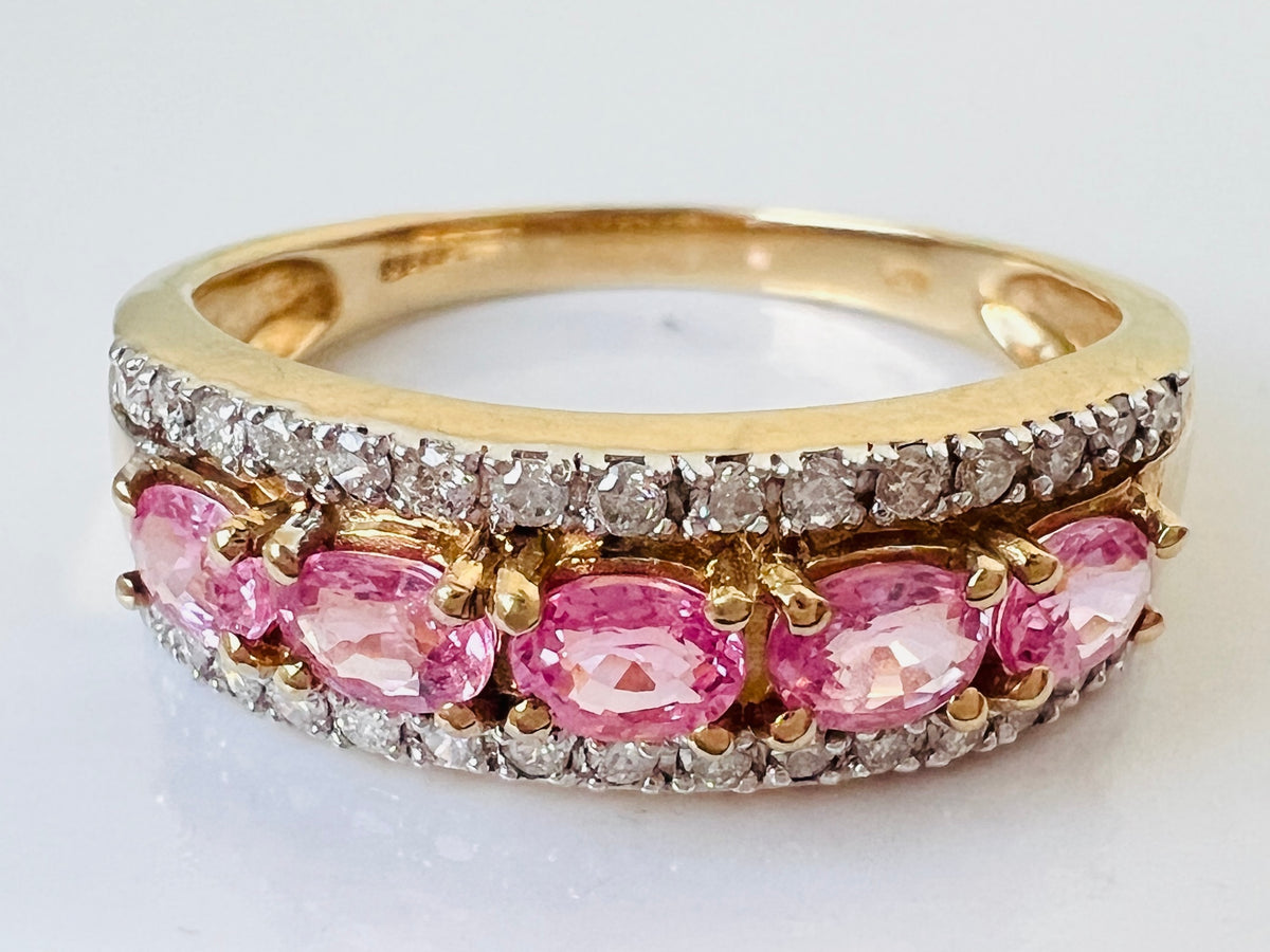9ct Gold Pink Sapphire & Diamond Ring