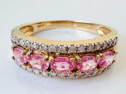 9ct Gold Pink Sapphire & Diamond Ring