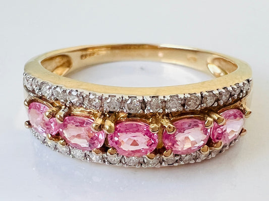 9ct Gold Pink Sapphire & Diamond Ring